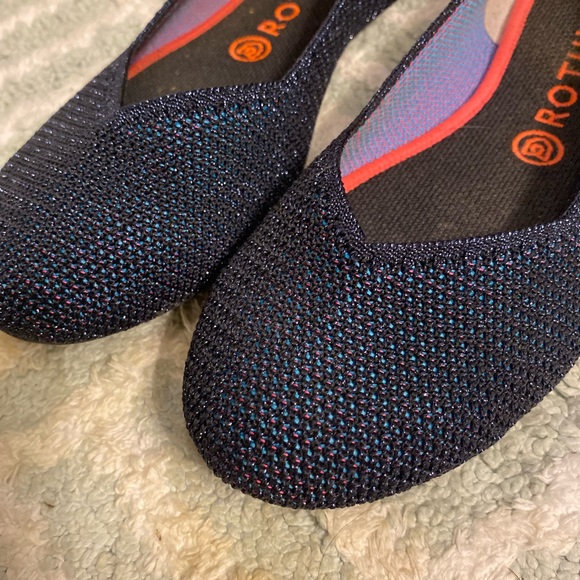 Limited edition Rothy’s ballet flats. Dark blue metallic lattice stitch - Picture 1 of 3